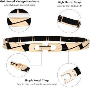 Chic Gold and Black Elastic Belt